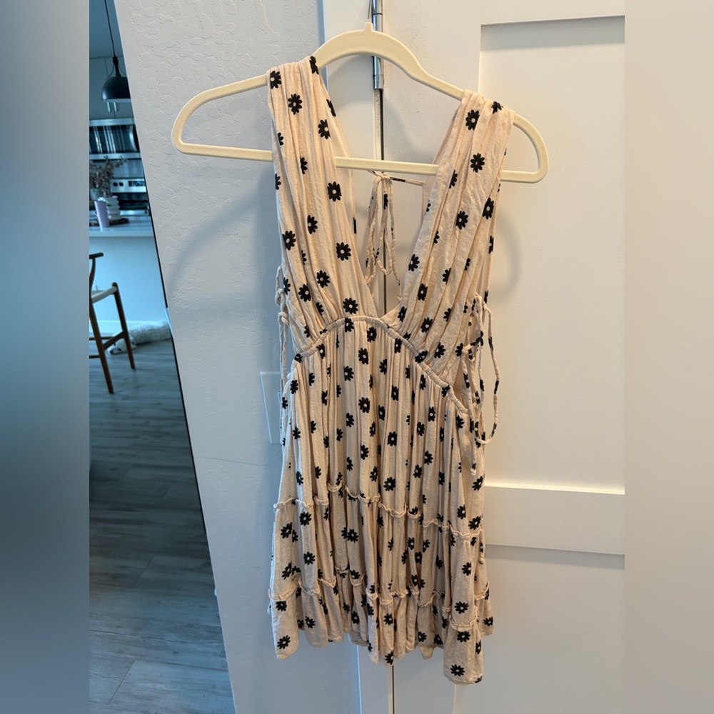 Lilyful Cream Floral Sundress with Black Daisy Print